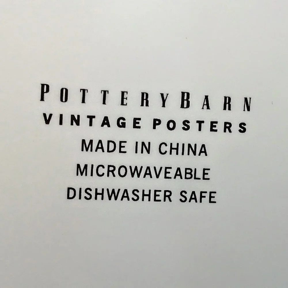 Pottery Barn Vintage Posters 5-Pc. Ceramic Tray Set